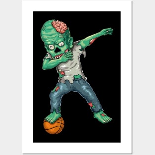 Funny Halloween - Dabbing Zombie Basketball Lover Gift Posters and Art